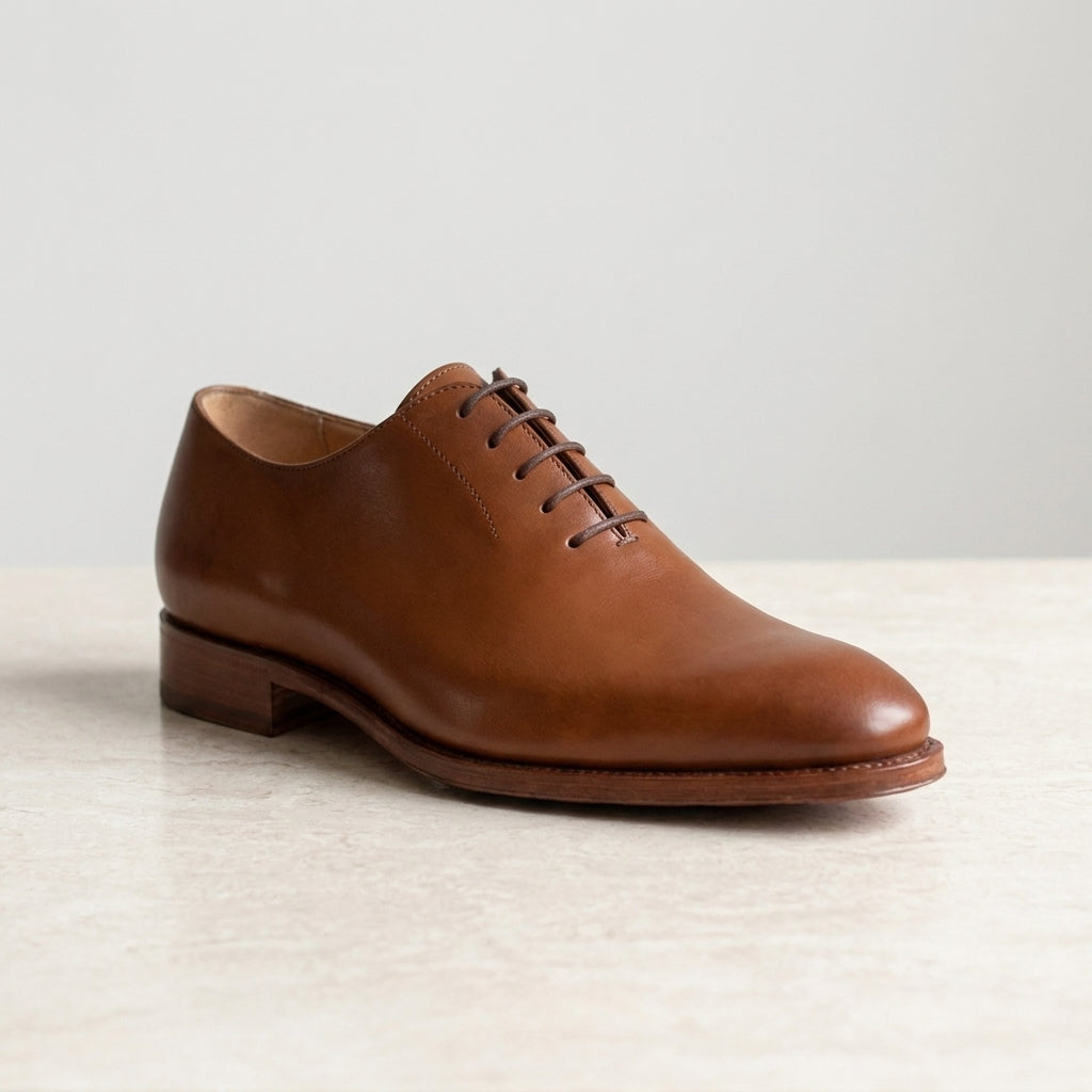 Black Leather Libeccio Whole Cut Oxford with Black Leather Sole