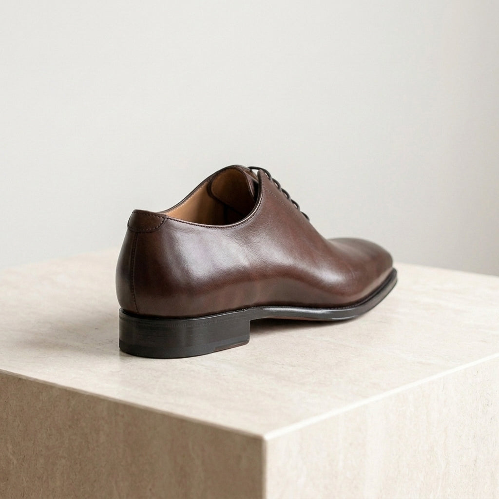 Burgundy Leather Libeccio Whole Cut Oxford with Natural Leather Sole