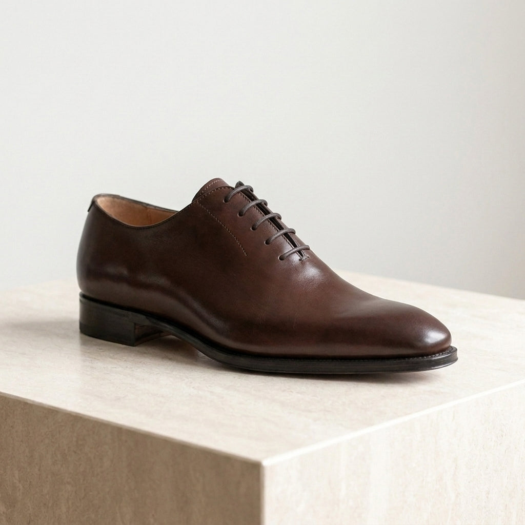 Burgundy Leather Libeccio Whole Cut Oxford with Natural Leather Sole