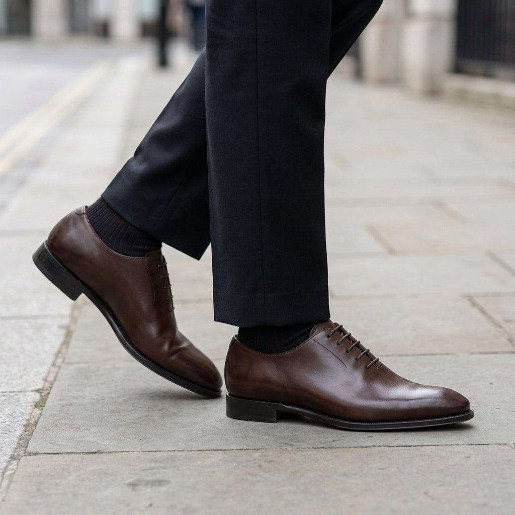 Burgundy Leather Libeccio Whole Cut Oxford with Natural Leather Sole