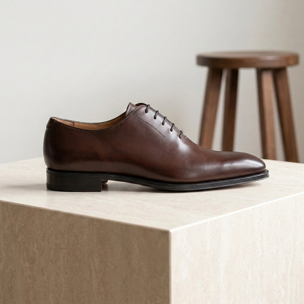 Burgundy Leather Libeccio Whole Cut Oxford with Natural Leather Sole