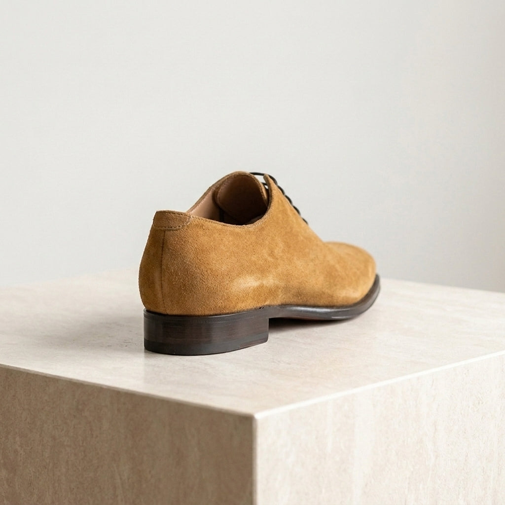 Tan Suede Libeccio Whole Cut Oxford with Natural Leather Sole