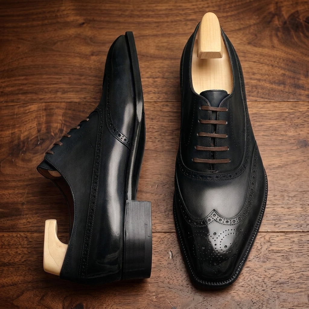 Black Leather Sedarain Brogue Oxford with Black Leather Sole