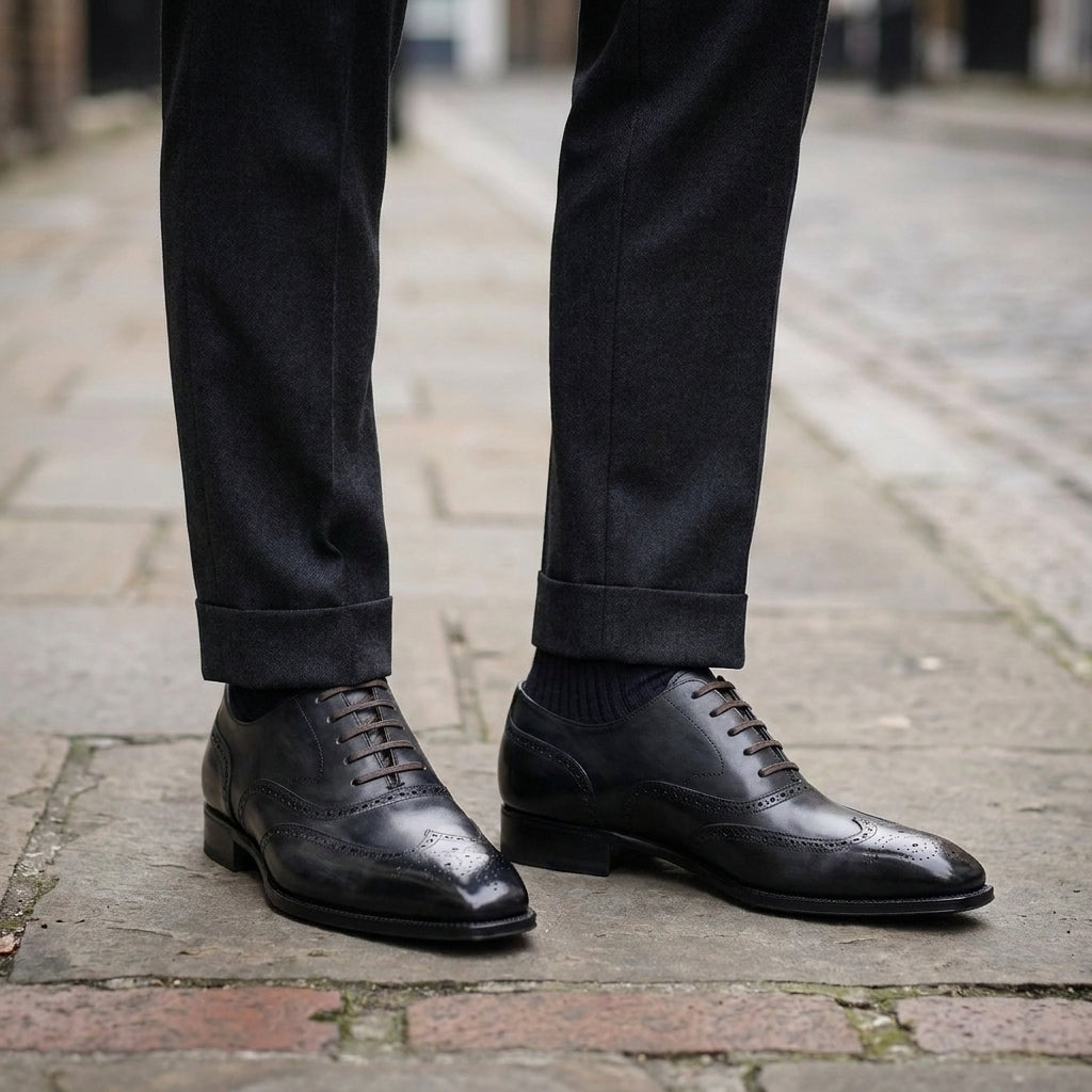 Black Leather Sedarain Brogue Oxford with Black Leather Sole