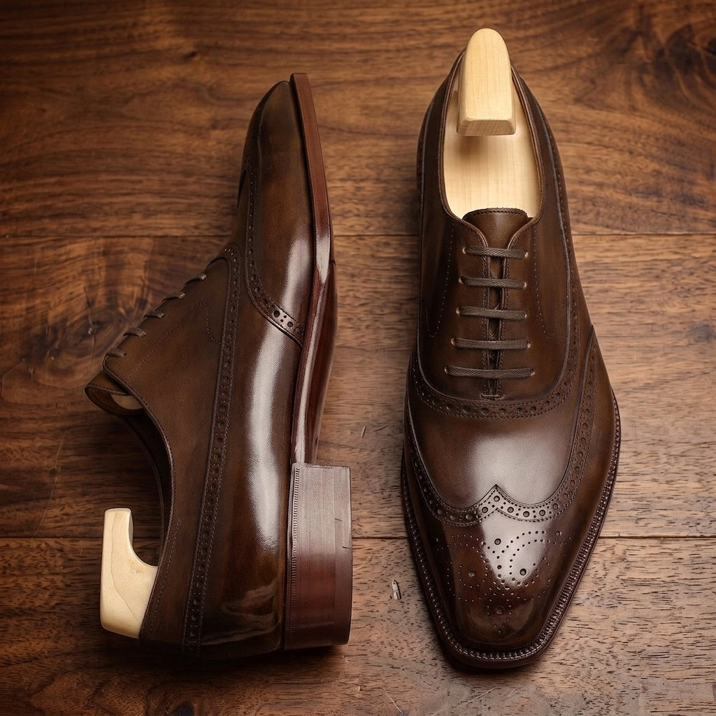 Brown Leather Sedarain Brogue Oxford with Natural Leather Sole