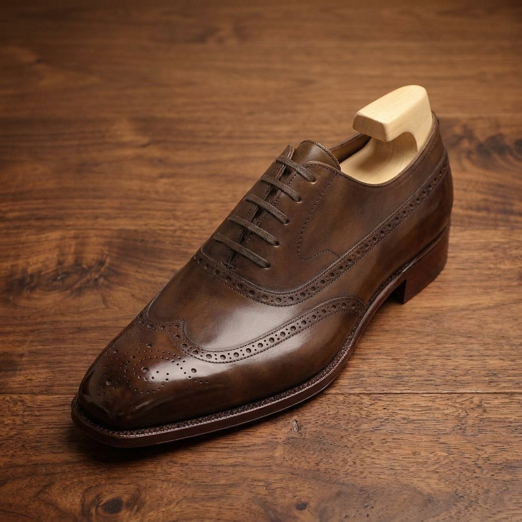 Brown Leather Sedarain Brogue Oxford with Natural Leather Sole