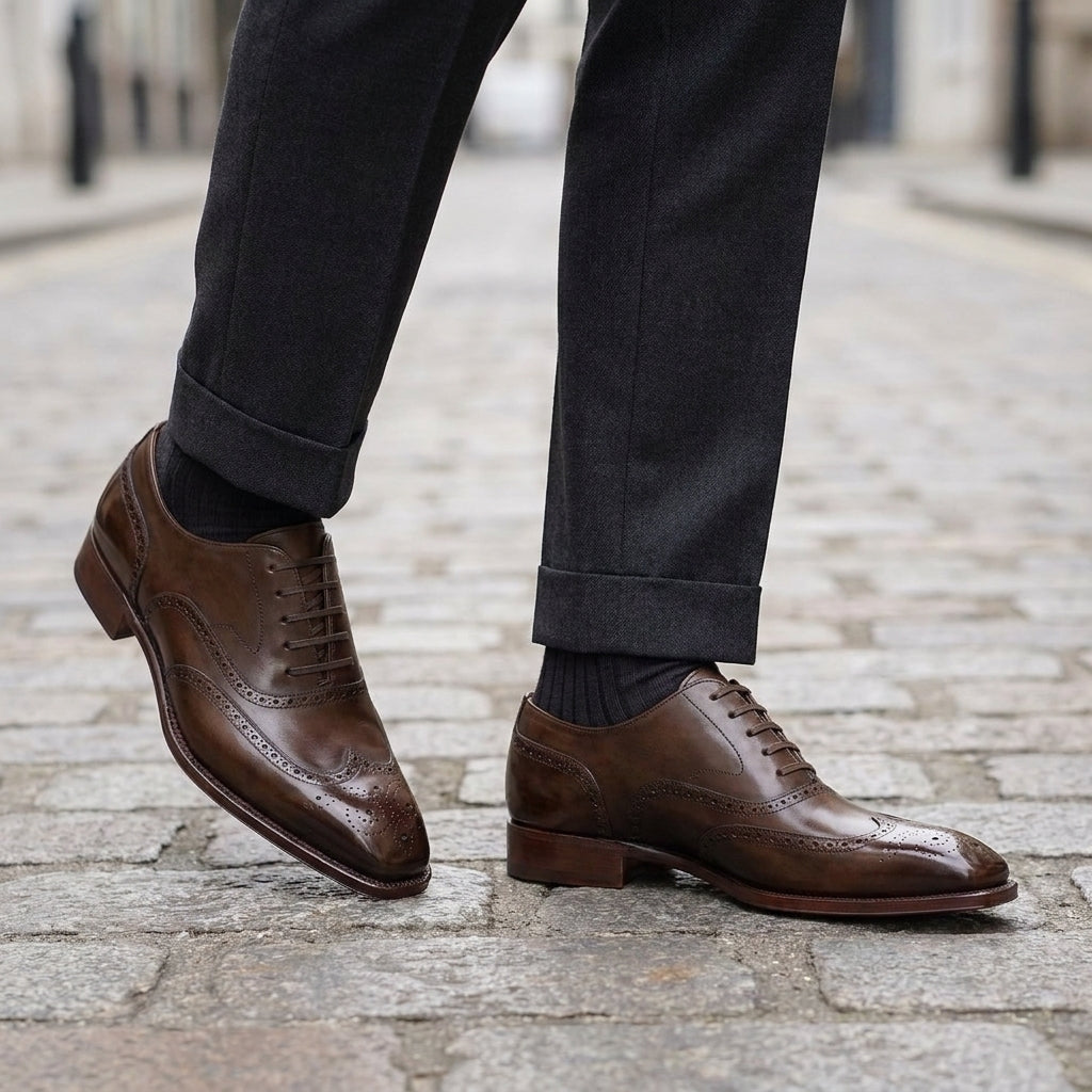 Brown Leather Sedarain Brogue Oxford with Natural Leather Sole