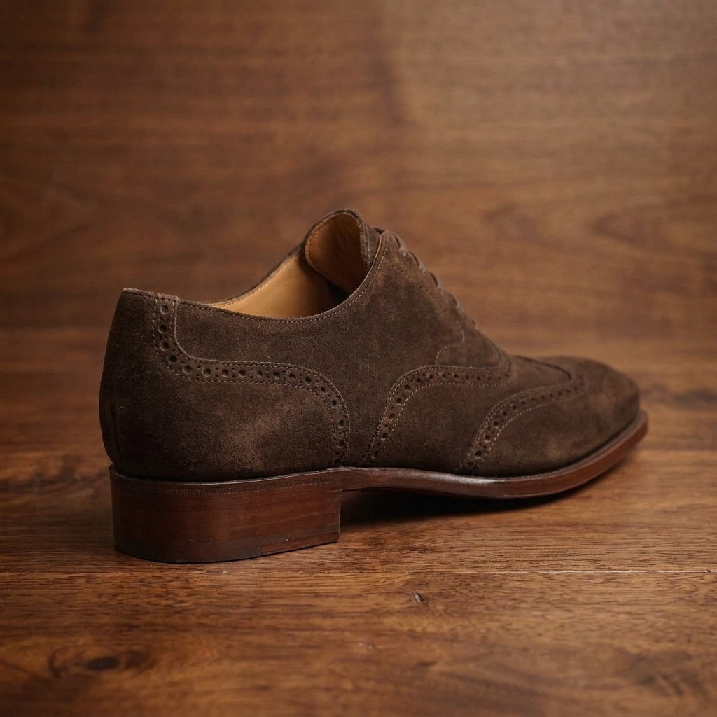 Brown Suede Sedarain Brogue Oxford with Natural Leather Sole