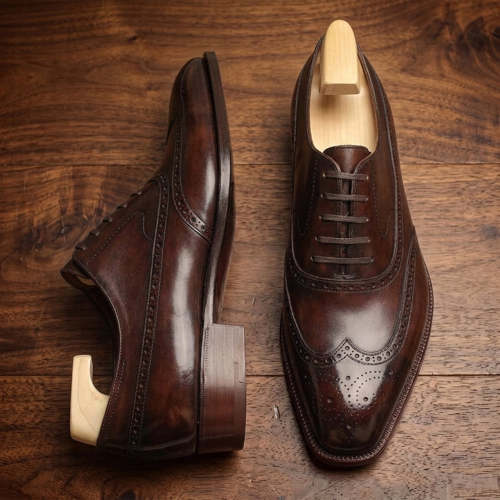 Burgundy Leather Sedarain Brogue Oxford with Natural Leather Sole