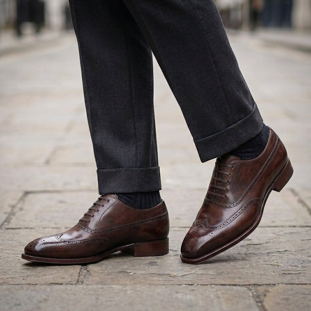 Burgundy Leather Sedarain Brogue Oxford with Natural Leather Sole