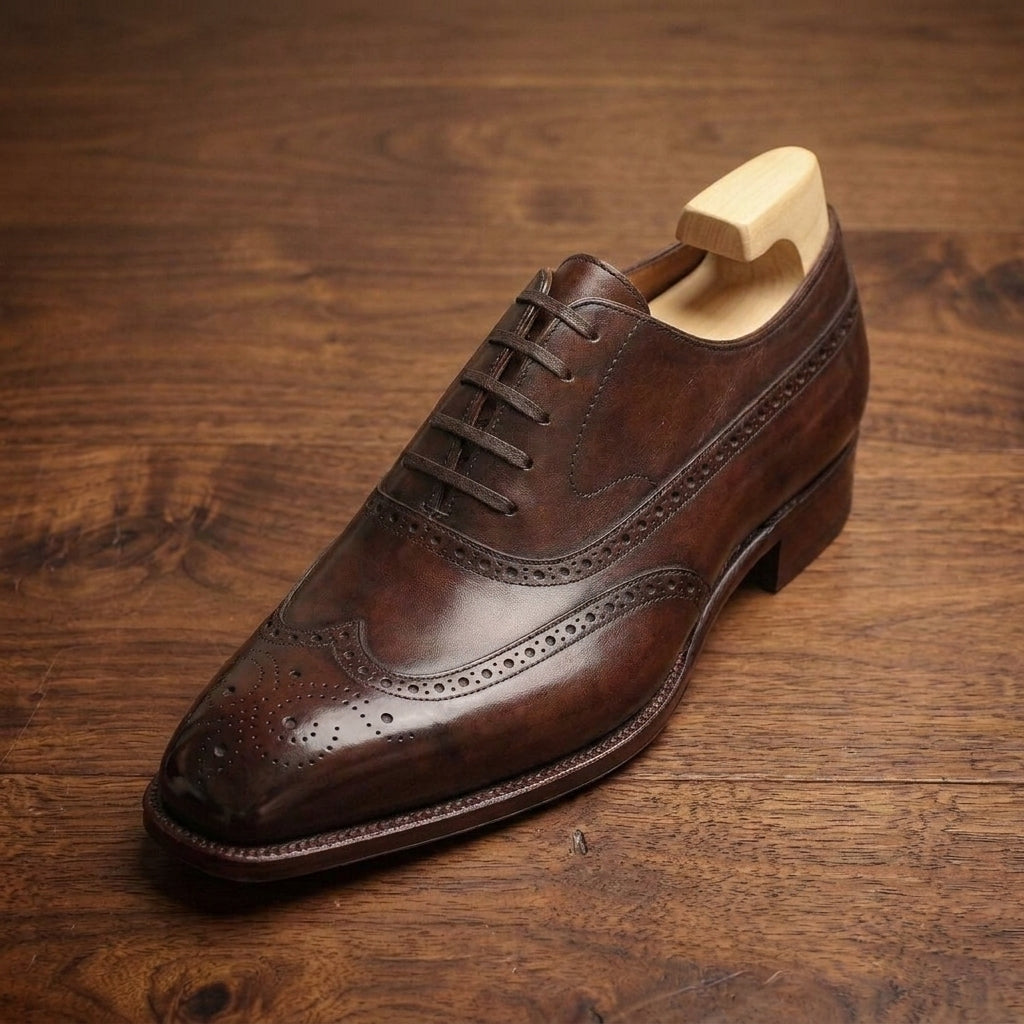Burgundy Leather Sedarain Brogue Oxford with Natural Leather Sole
