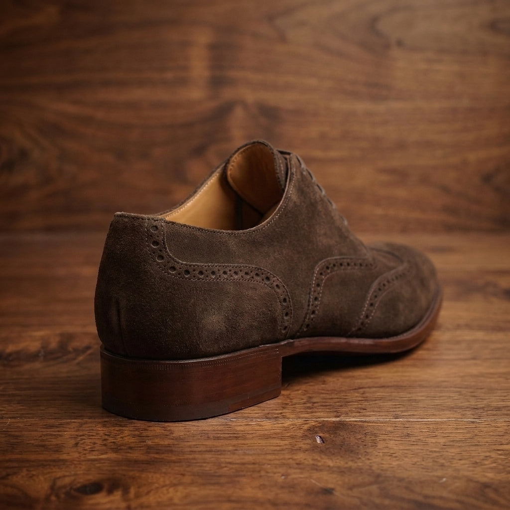 Burgundy Suede Sedarain Brogue Oxford with Natural Leather Sole