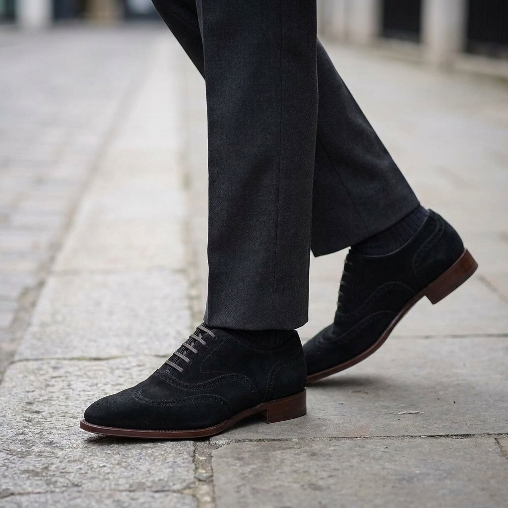 Cream Suede Sedarain Brogue Oxford with Natural Leather Sole