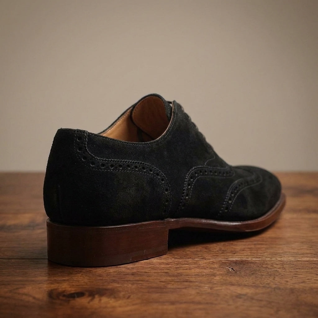 Cream Suede Sedarain Brogue Oxford with Natural Leather Sole