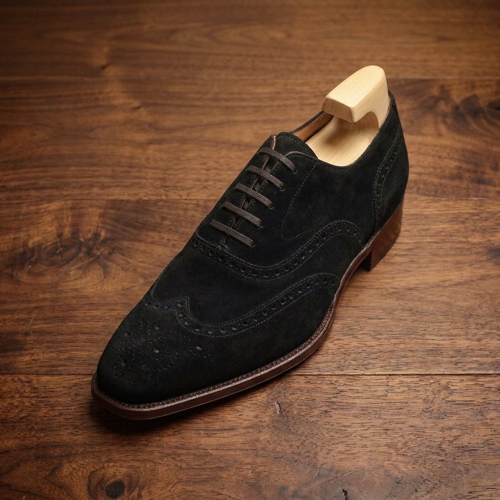 Cream Suede Sedarain Brogue Oxford with Natural Leather Sole