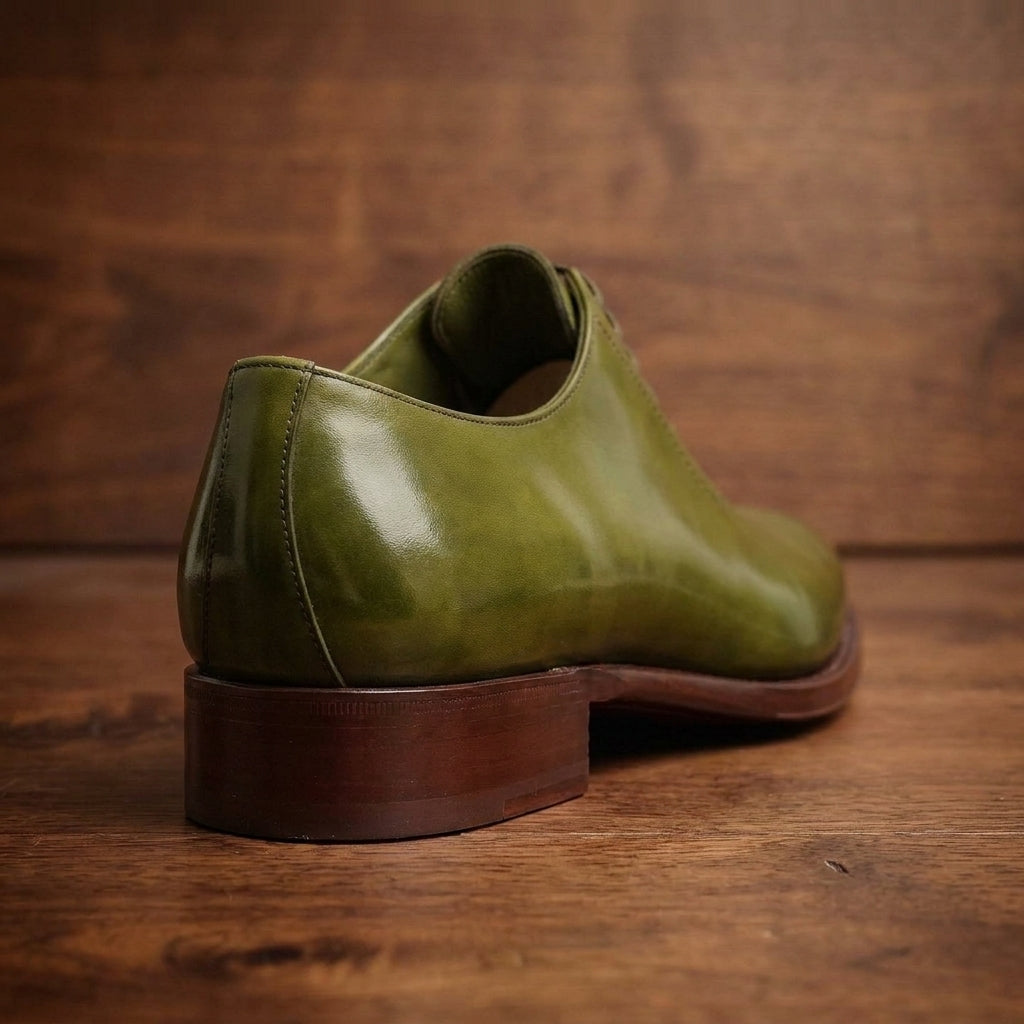 Green Leather Sedarain Brogue Oxford with Natural Leather Sole