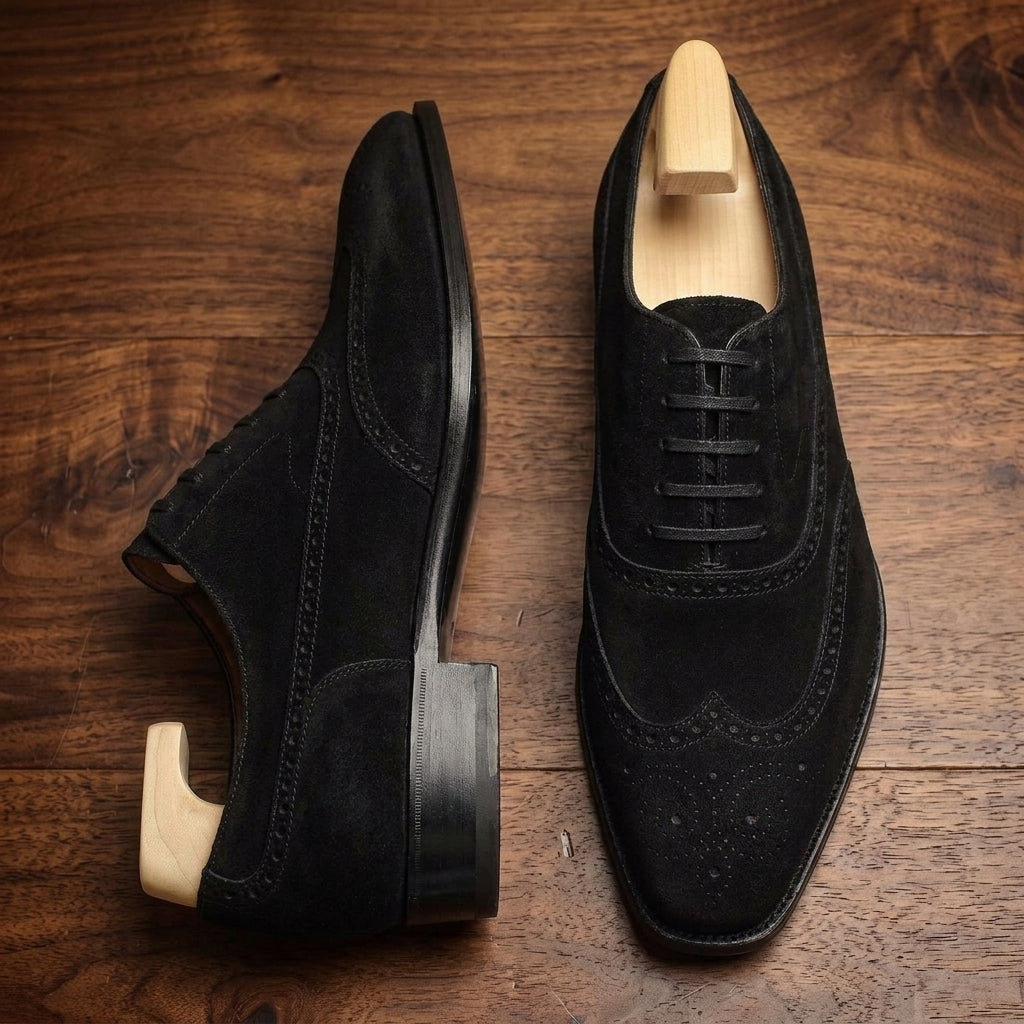 Tan Suede Sedarain Brogue Oxford with Natural Leather Sole