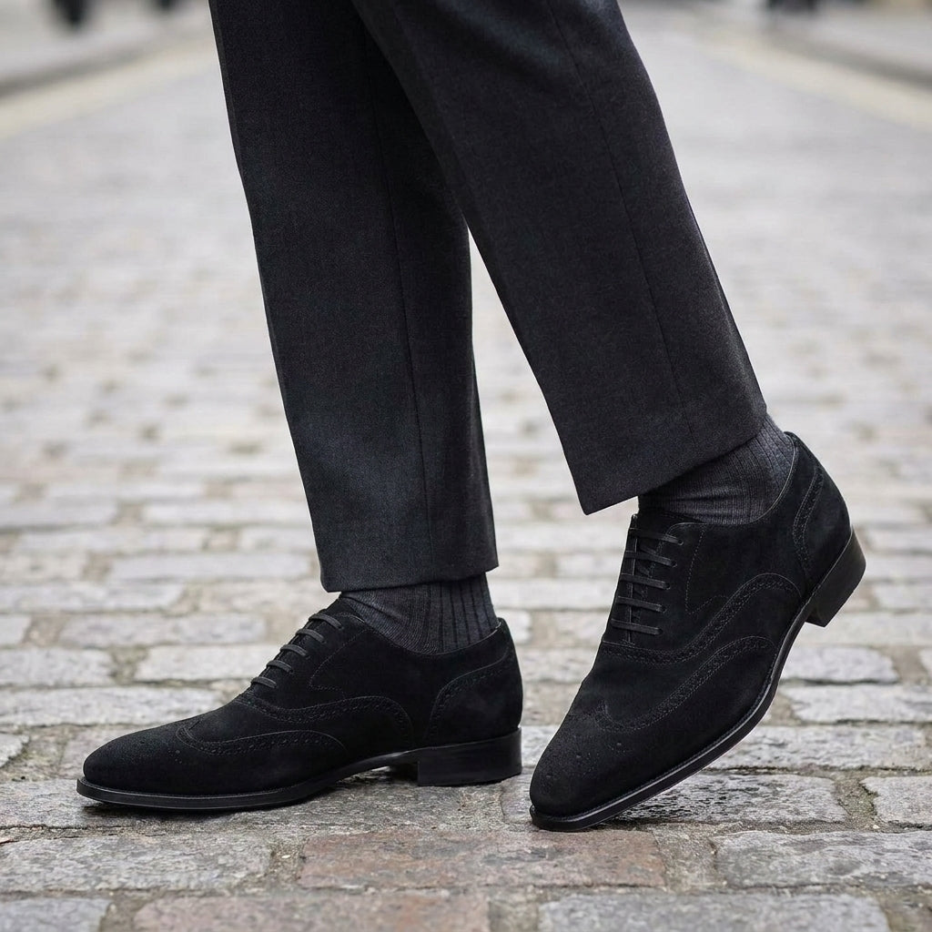 Tan Suede Sedarain Brogue Oxford with Natural Leather Sole