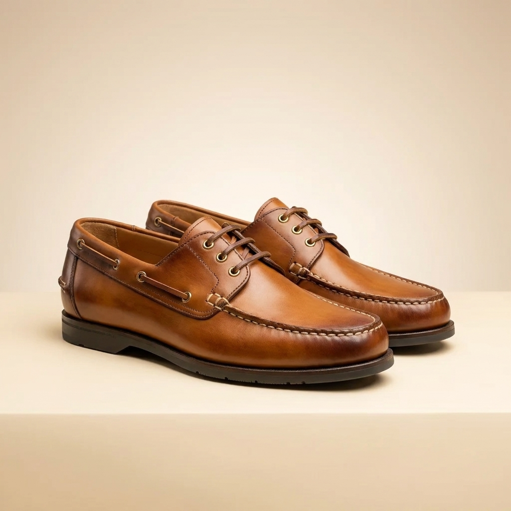 Tan Suede Levante Boat Shoe with Natural Rubber Sole
