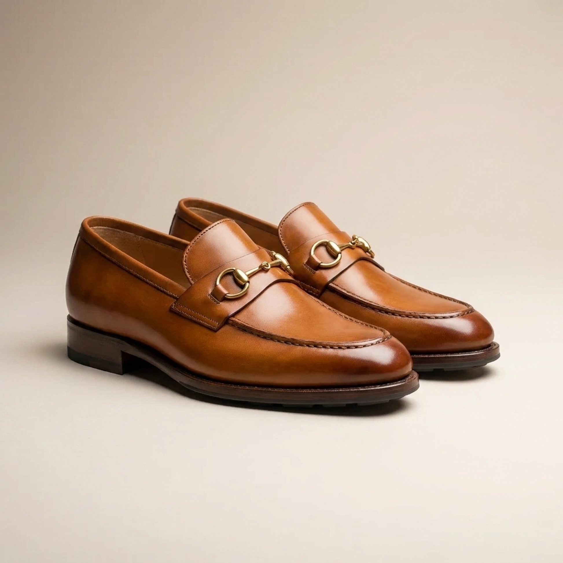 Height Increasing Tan Suede Solaro Horse Bit Loafer with Natural Leather Sole - 3 Inch Hidden Heel