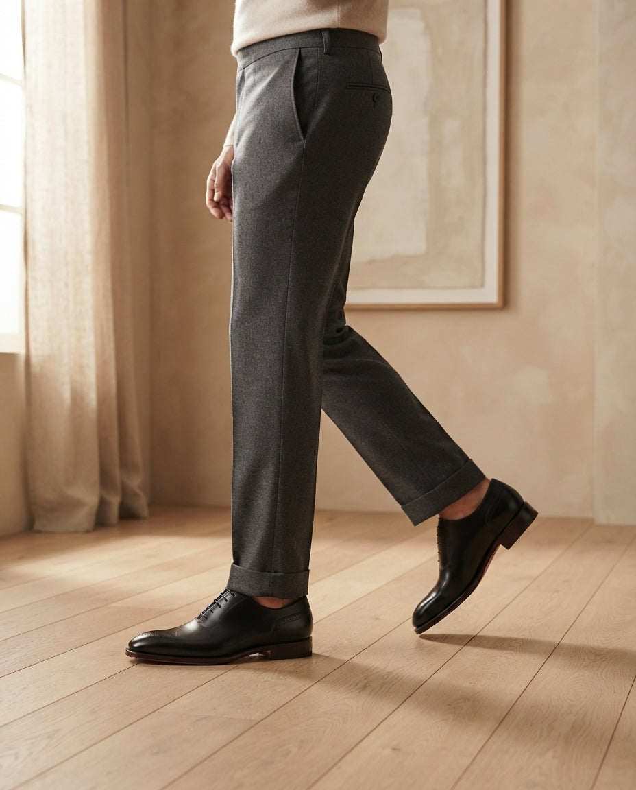 Height Increasing Black Leather Libeccio Whole Cut Oxford with Natural Leather Sole - 3 Inch Hidden Heel – lifestyle