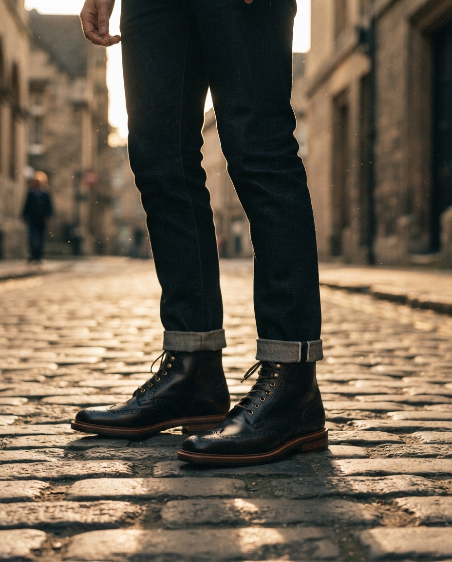 Height Increasing Black Leather Scirocco Boot with Natural Leather Sole - 3 Inch Hidden Heel – lifestyle