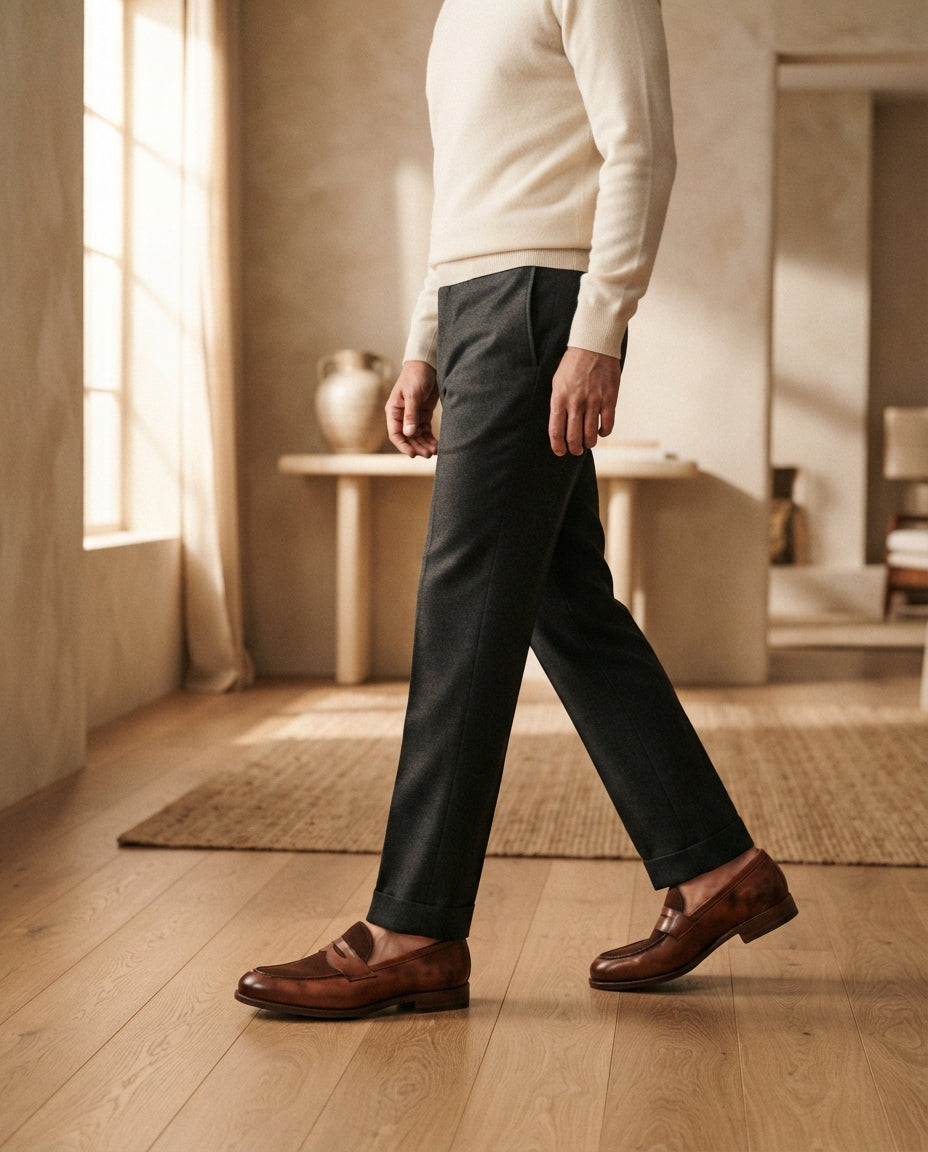 Height Increasing Brown Leather Garbin Penny Loafer with Natural Leather Sole - 3 Inch Hidden Heel – lifestyle