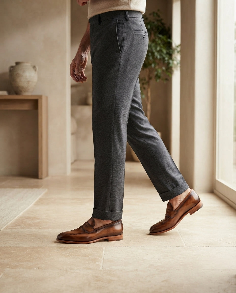 Height Increasing Brown Leather Garbin Penny Loafer with Natural Leather Sole - 3 Inch Hidden Heel – lifestyle