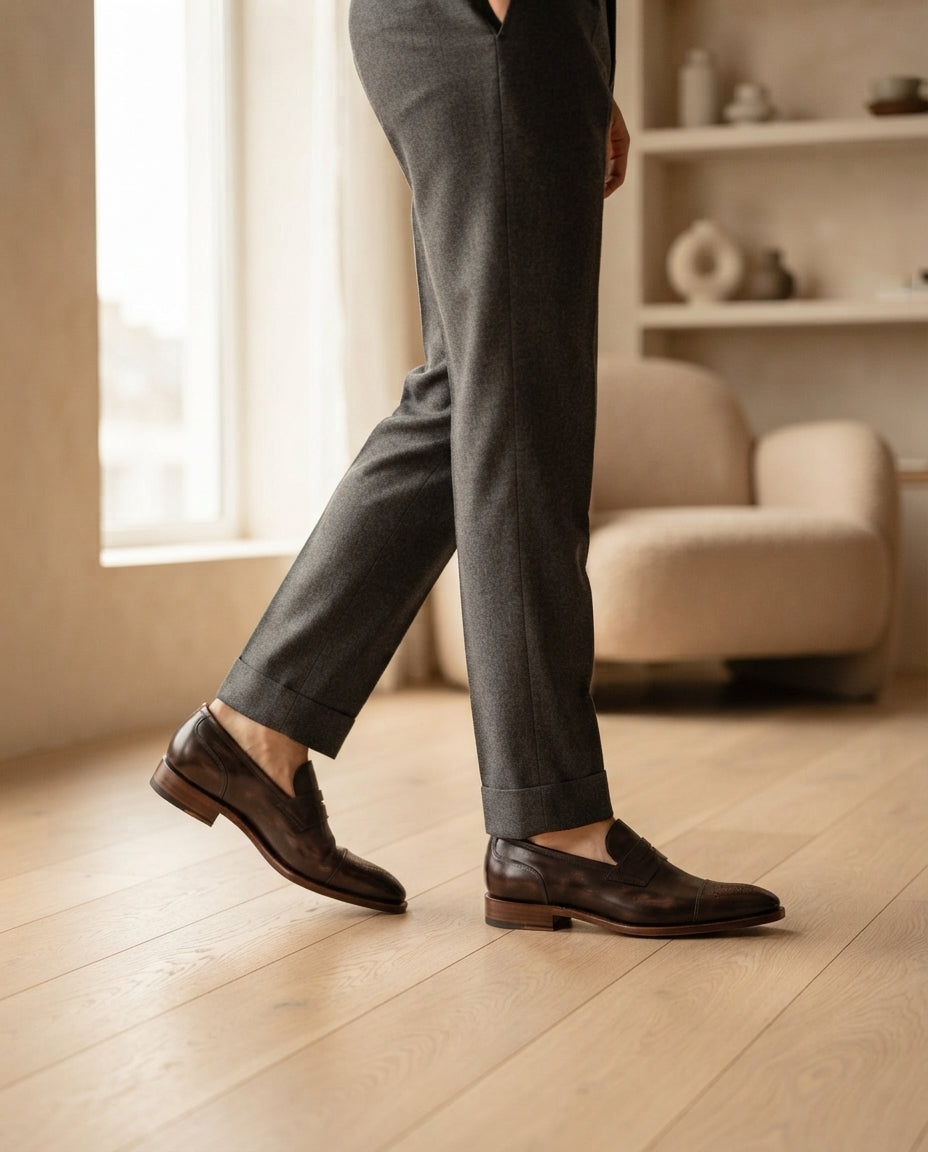 Height Increasing Brown Leather Garbin Cap-Toe Oxford with Natural Leather Sole - 3 Inch Hidden Heel – lifestyle