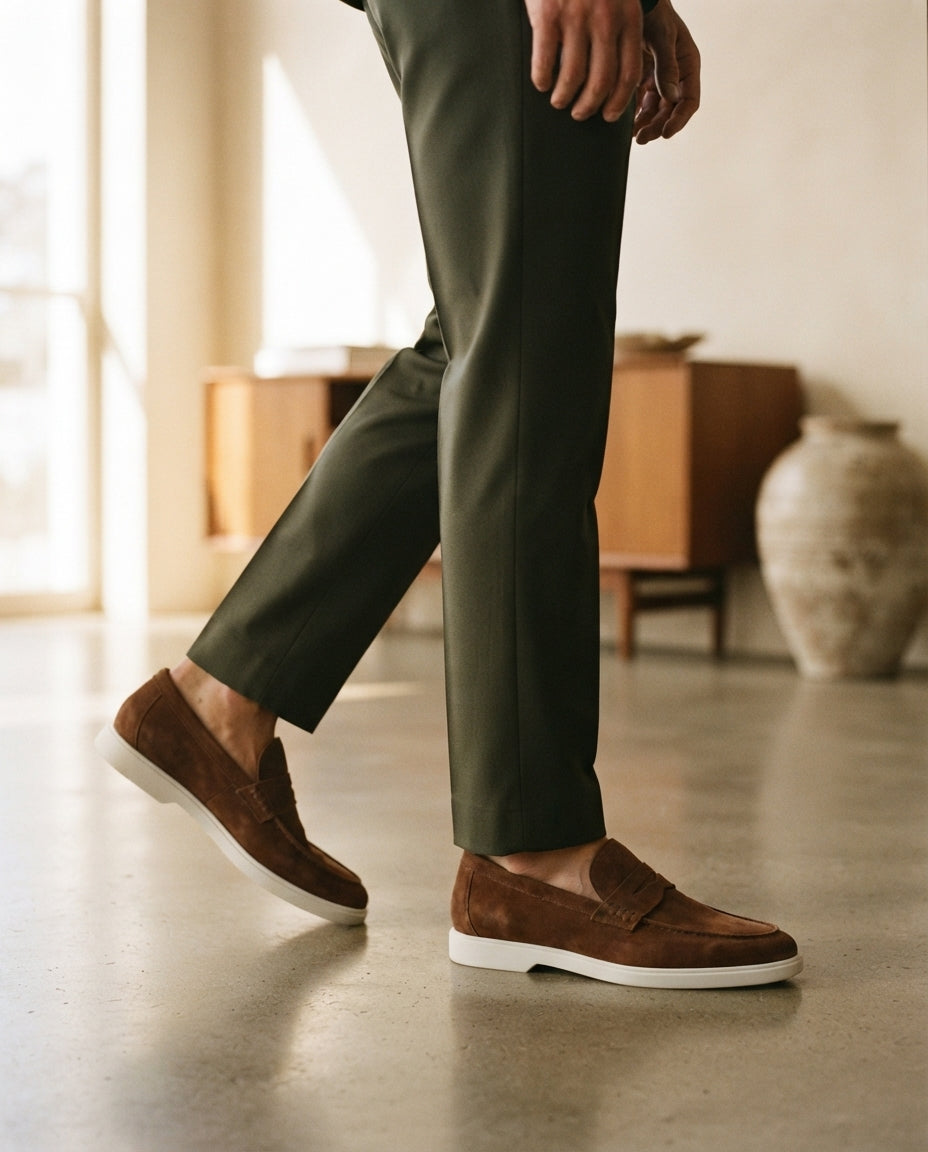 Height Increasing Brown Leather Mildew Loafer with White Yacht Sole - 3 Inch Hidden Heel – lifestyle