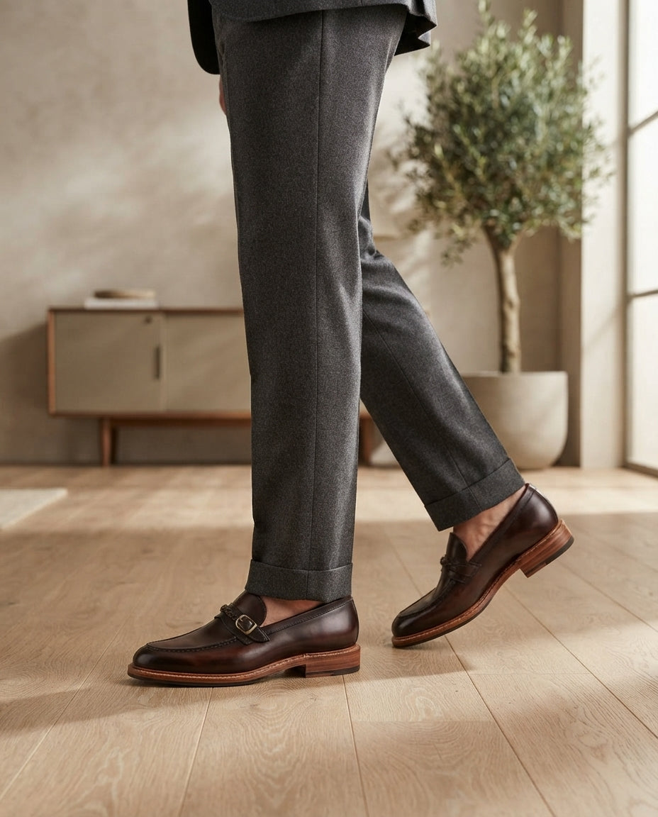 Height Increasing Brown Patina Calf Favonio Tassel Loafer with Natural Leather Sole - 3 Inch Hidden Heel – lifestyle