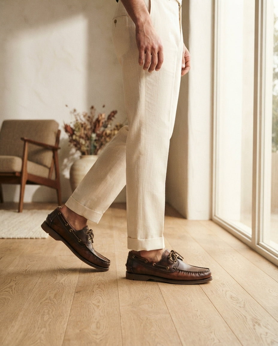 Height Increasing Brown Patina Calf Levante Boat Shoe with Natural Rubber Sole - 3 Inch Hidden Heel – lifestyle