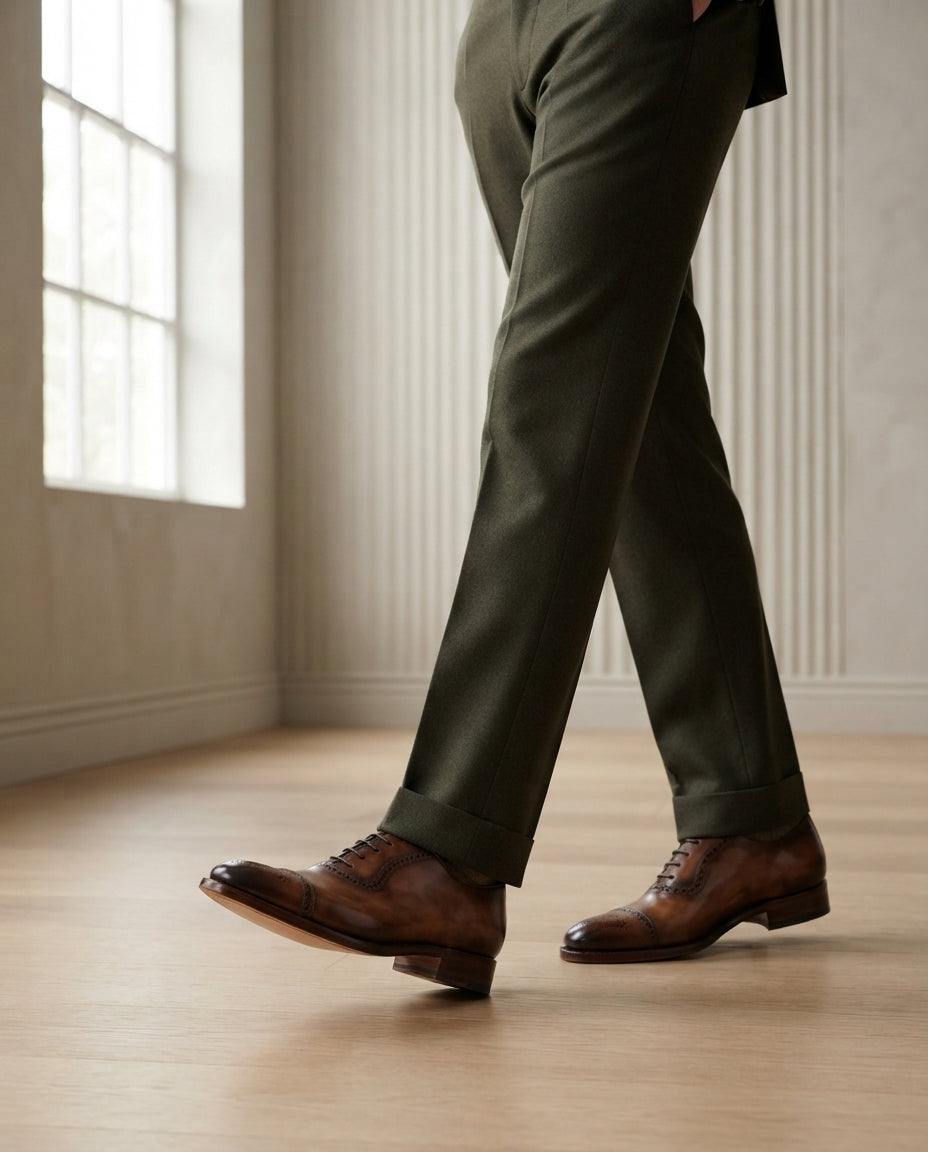 Height Increasing Brown Patina Calf Libeccio Whole Cut Oxford with Natural Leather Sole - 3 Inch Hidden Heel – lifestyle