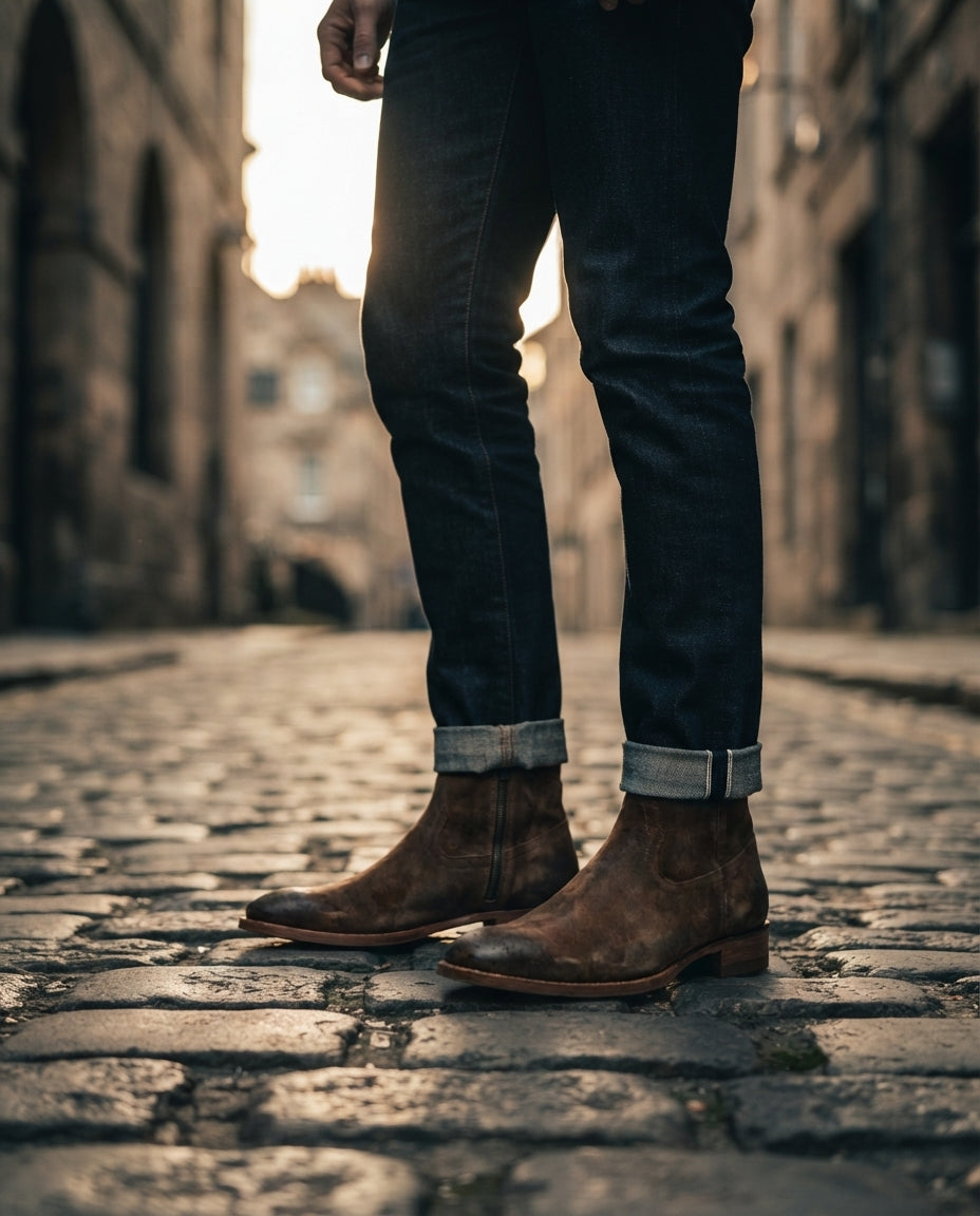 Height Increasing Brown Patina Calf Scirocco Boot with Natural Leather Sole - 3 Inch Hidden Heel – lifestyle
