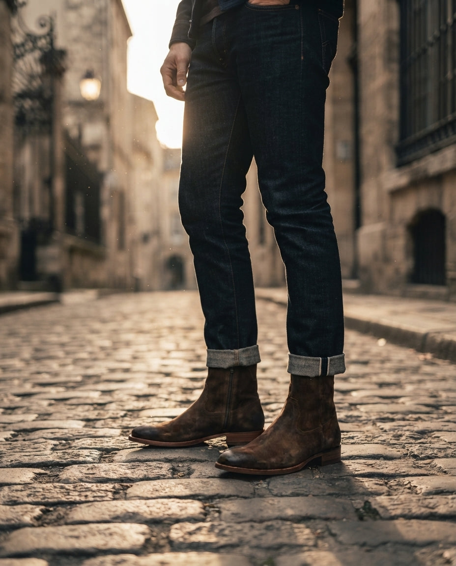 Brown Patina Calf Scirocco Boot with Natural Leather Sole – lifestyle