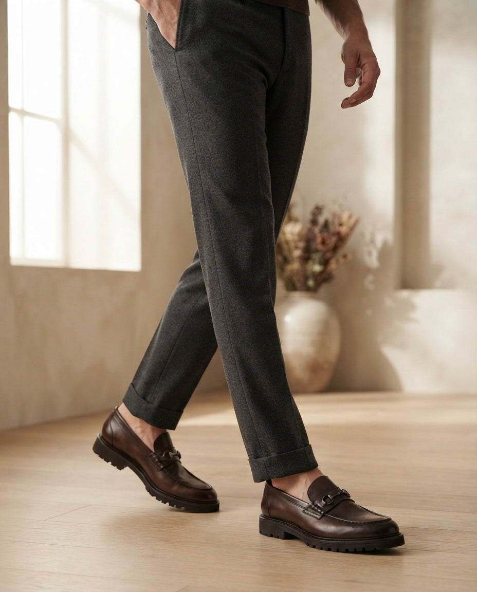 Height Increasing Brown Patina Calf Solaro Horse Bit Loafer with Natural Leather Sole - 3 Inch Hidden Heel – lifestyle