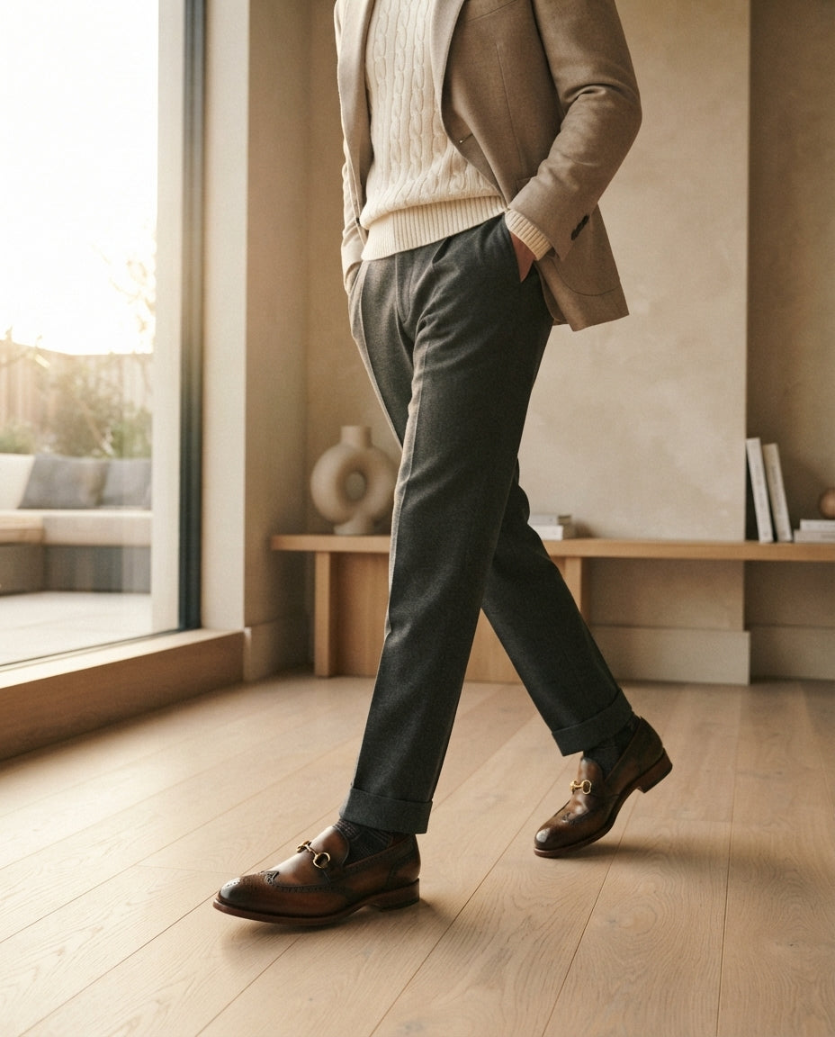 Height Increasing Brown Patina Calf Solaro Wingtip Brogue Oxford with Natural Leather Sole - 3 Inch Hidden Heel – lifestyle