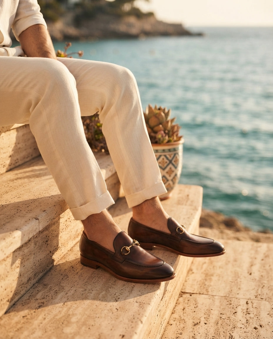 Brown Patina Calf Solaro Wingtip Brogue Oxford with Natural Leather Sole – lifestyle