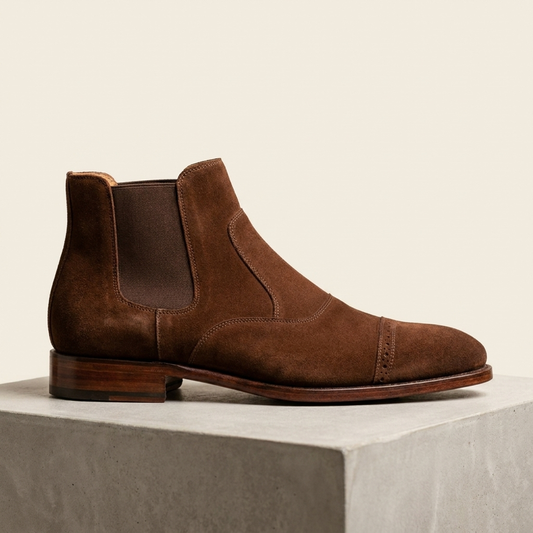 Brown Suede Tramontana Wingtip Chelsea Boot