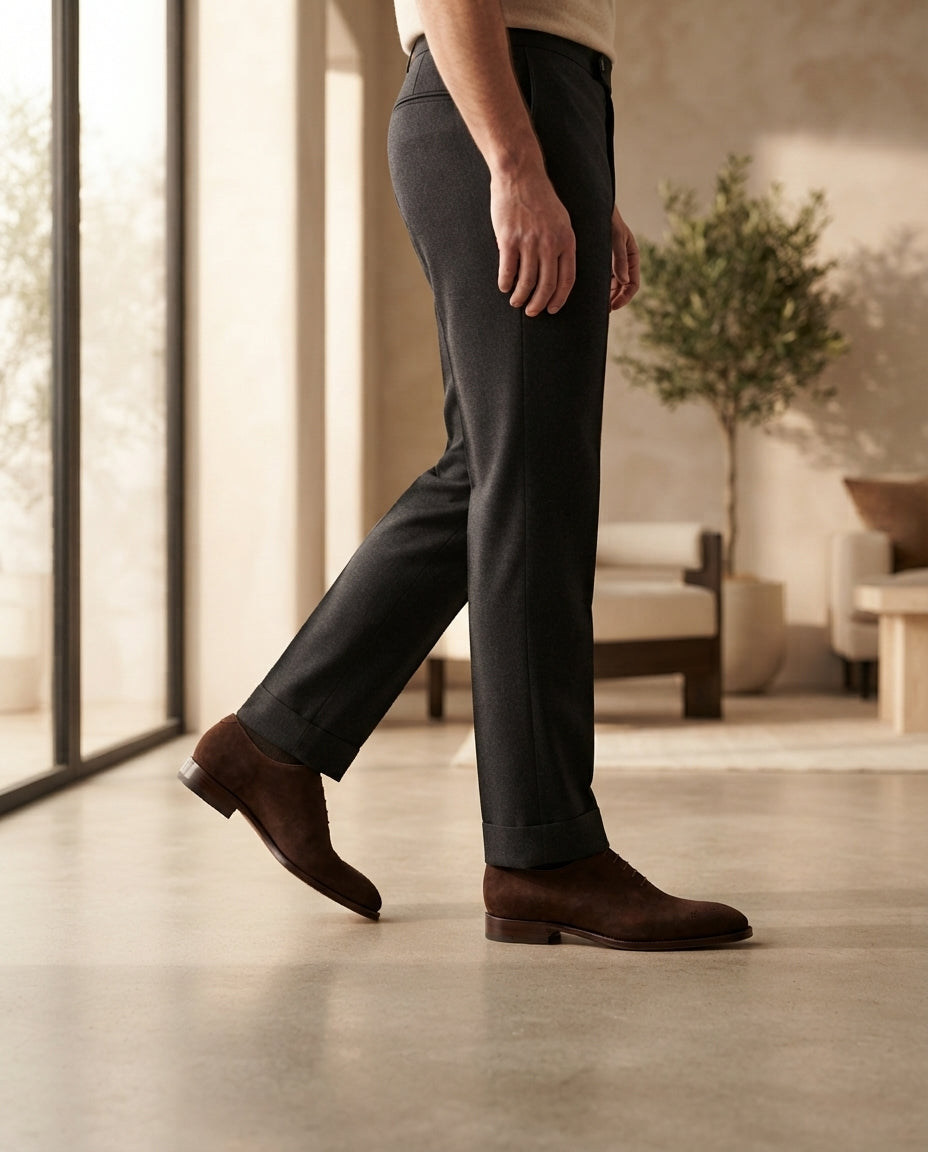 Height Increasing Dark Brown Leather Libeccio Whole Cut Oxford with Natural Leather Sole - 3 Inch Hidden Heel – lifestyle