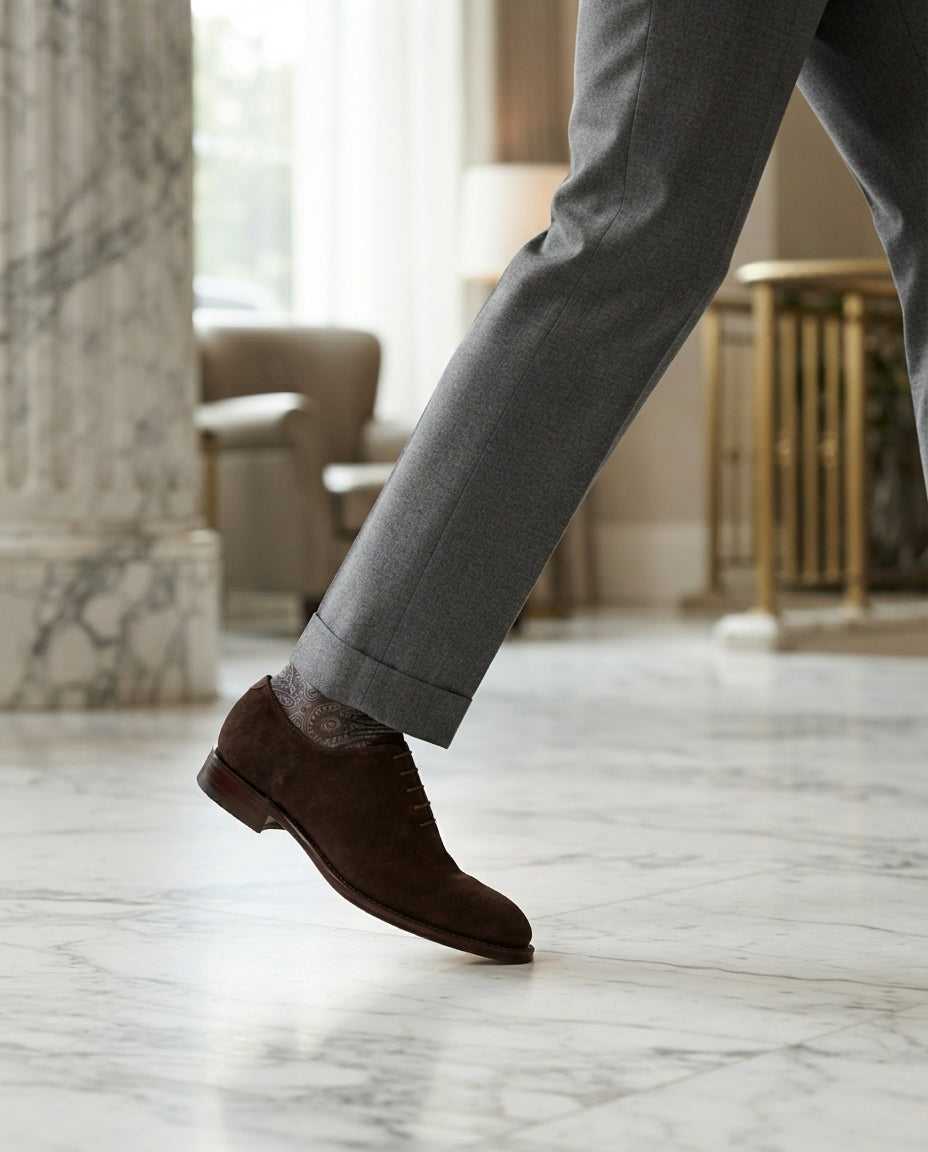 Dark Brown Leather Libeccio Whole Cut Oxford with Natural Leather Sole – lifestyle