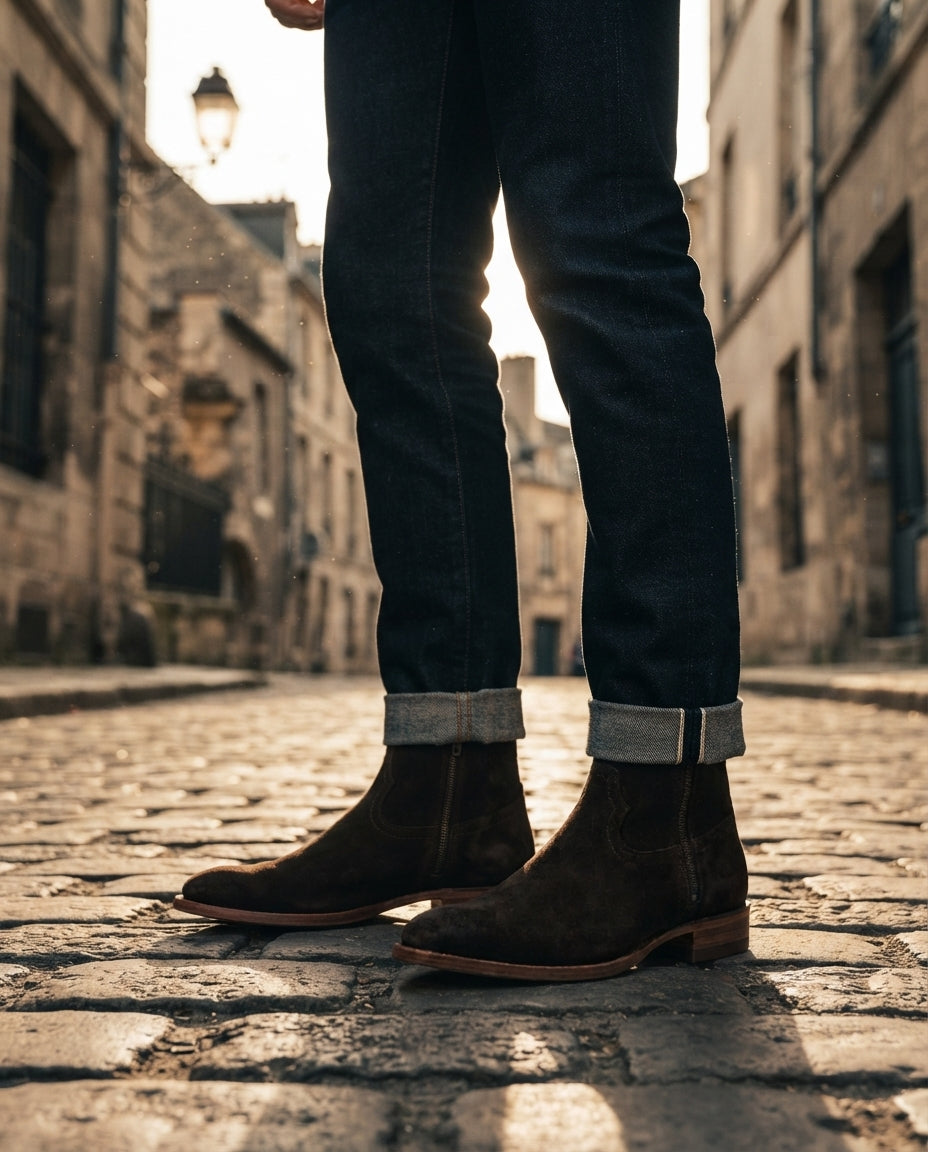 Height Increasing Dark Brown Leather Scirocco Boot with Natural Leather Sole - 3 Inch Hidden Heel – lifestyle