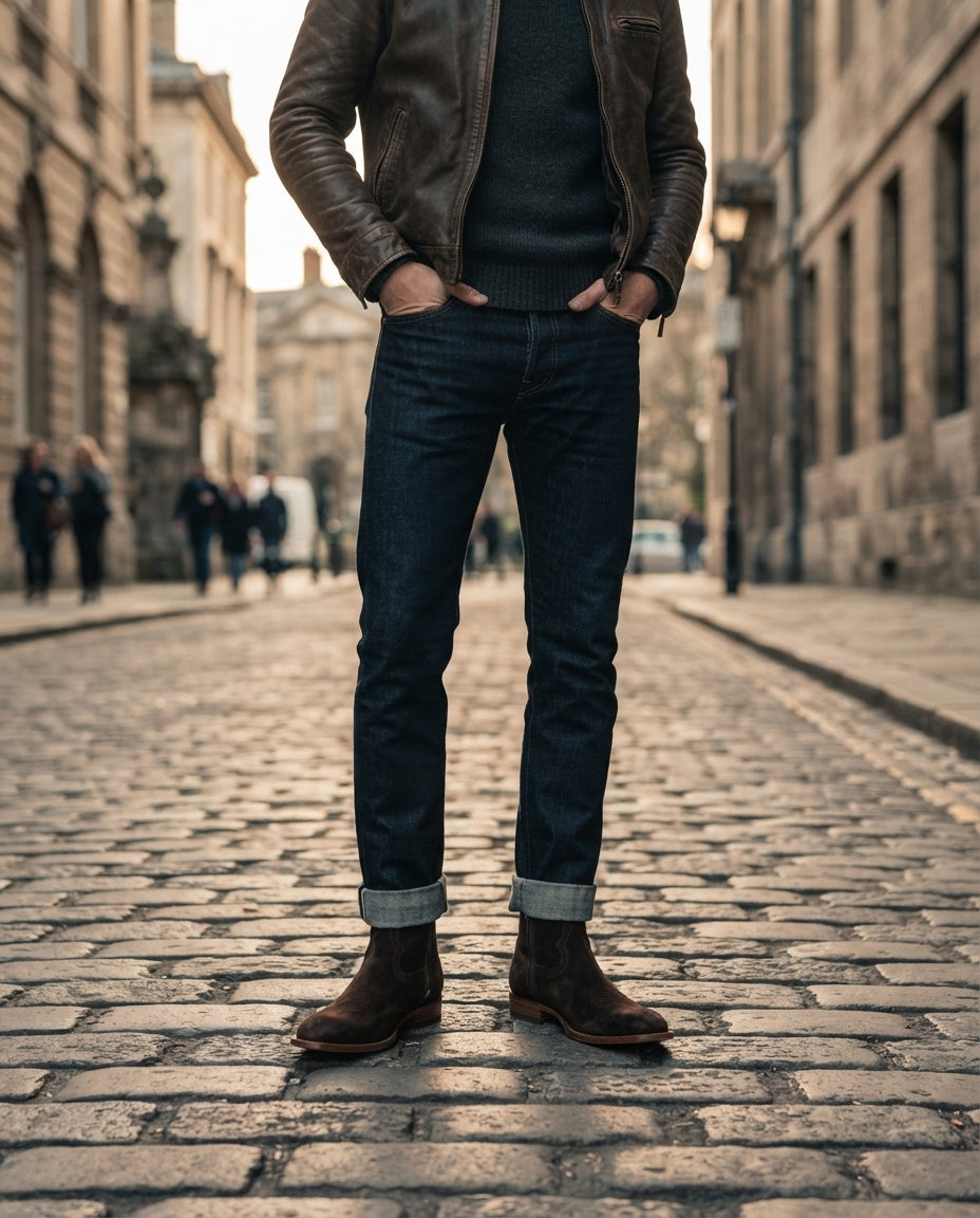 Dark Brown Leather Scirocco Boot with Natural Leather Sole – lifestyle