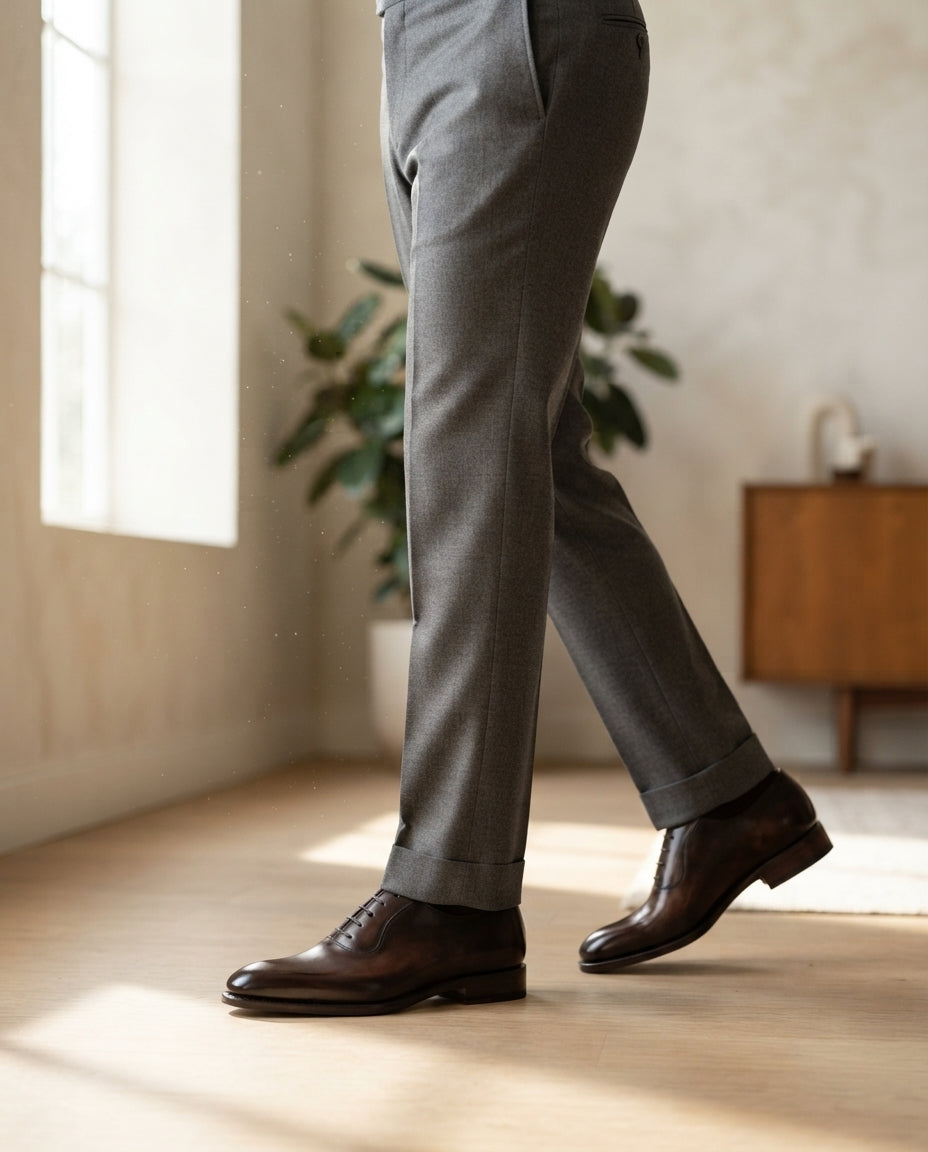 Height Increasing Dark Brown Patina Calf Libeccio Whole Cut Oxford with Natural Leather Sole - 3 Inch Hidden Heel – lifestyle