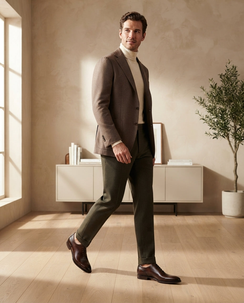Height Increasing Dark Brown Patina Calf Libeccio Whole Cut Oxford with Natural Leather Sole - 3 Inch Hidden Heel – lifestyle