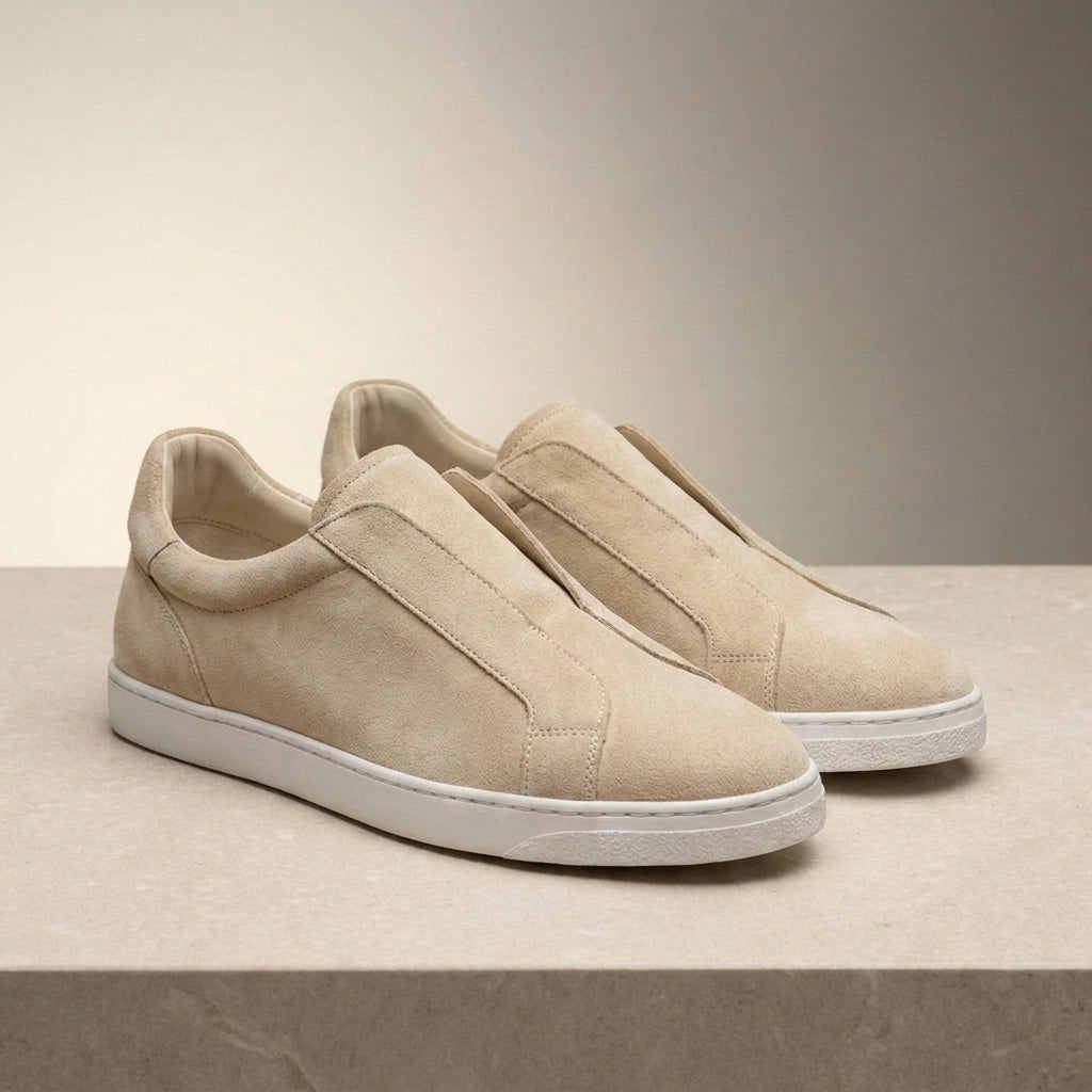 Cream Suede Capraia Slip-On Sneaker
