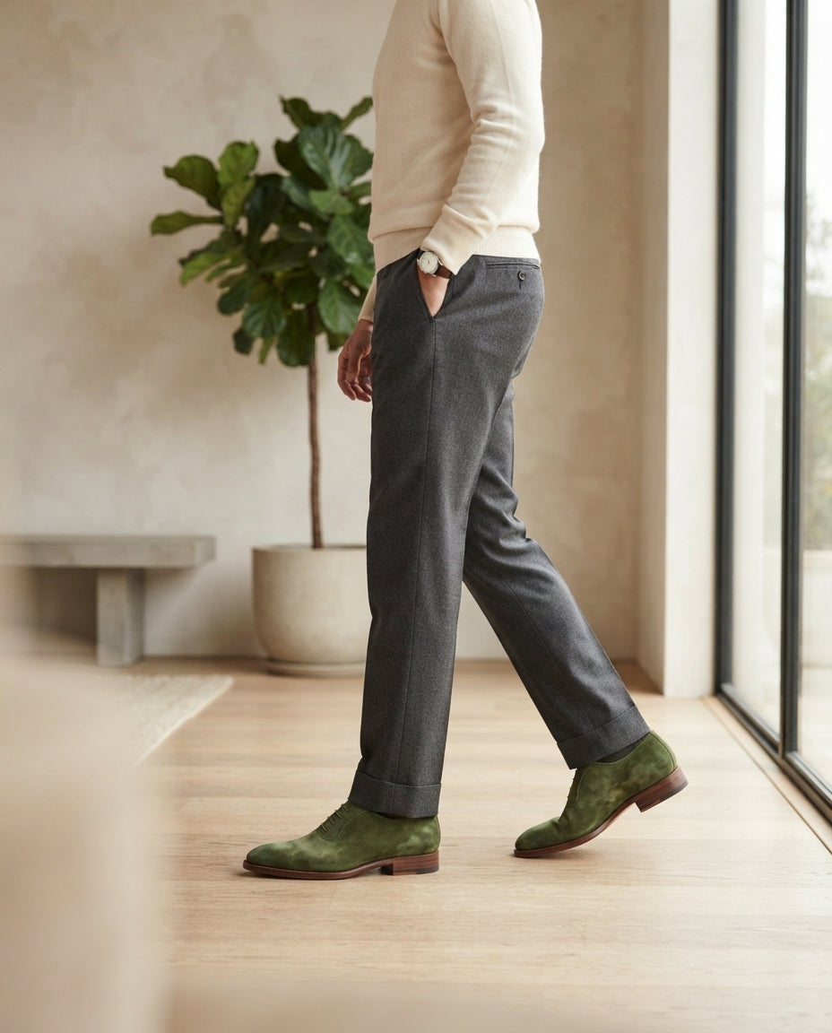 Height Increasing Green Patina Calf Libeccio Whole Cut Oxford with Natural Leather Sole - 3 Inch Hidden Heel – lifestyle