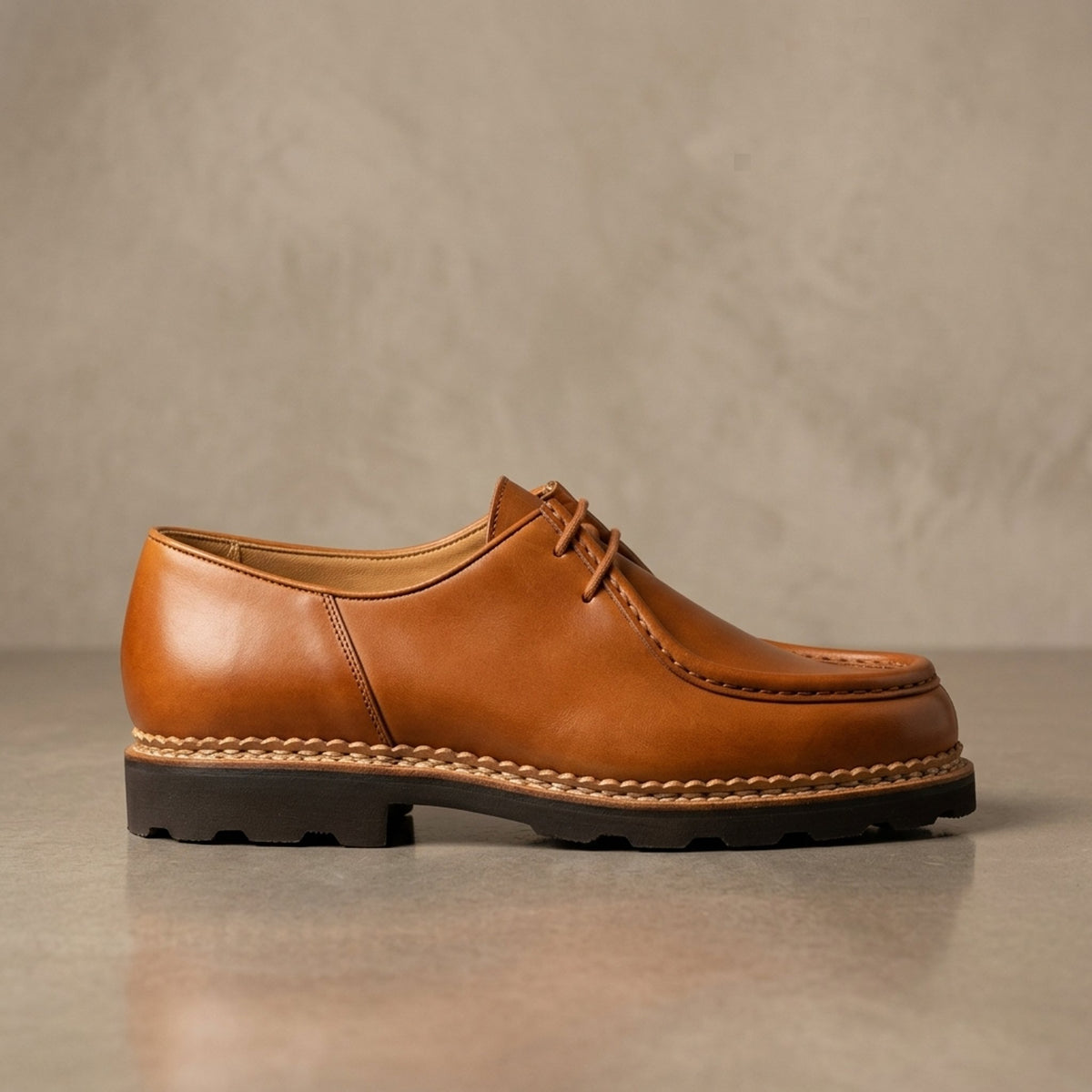 Tan Leather Ponente Apron Moc-Toe Derby