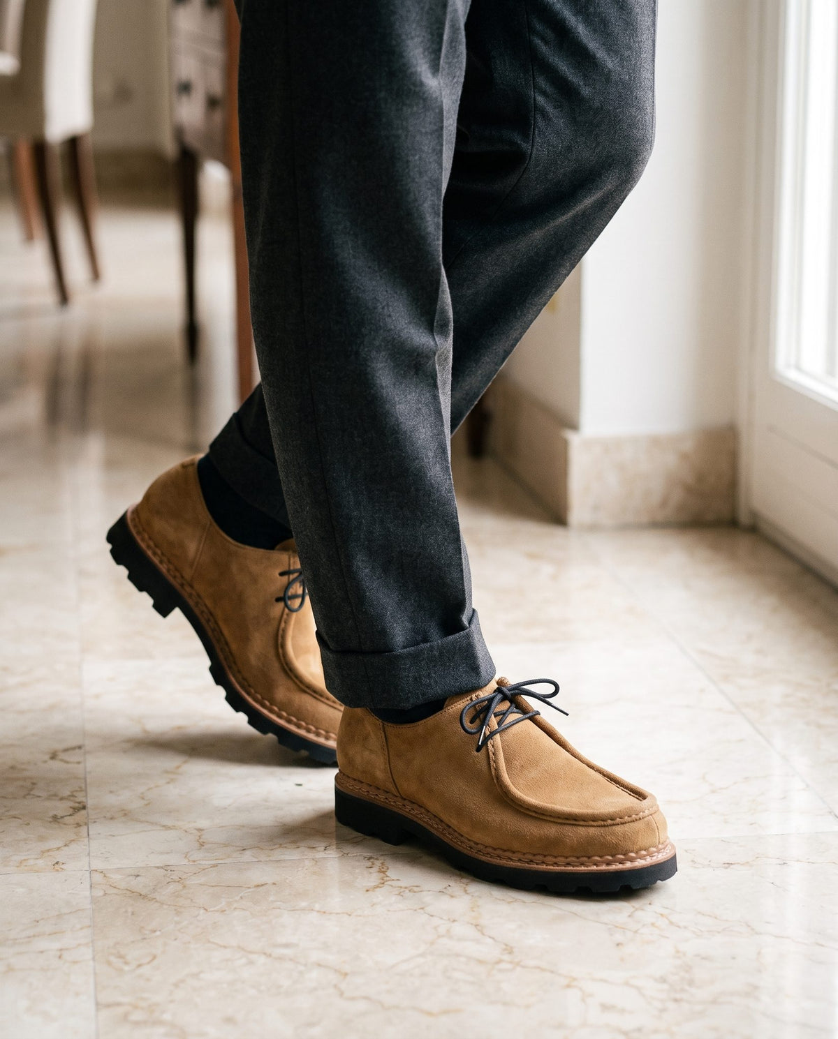 Height Increasing Tan Suede Ostro Apron Moc-Toe Derby - 3 Inch Hidden Heel – lifestyle
