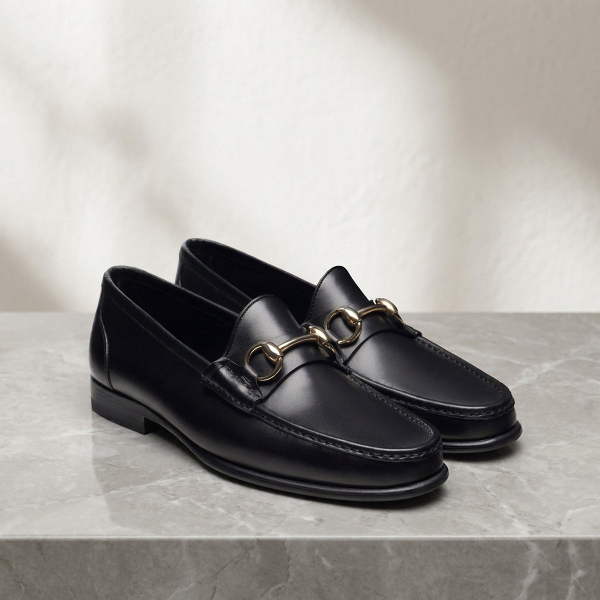 Height Increasing Black Leather Zefiro Bit Loafer - 3 Inch Hidden Heel